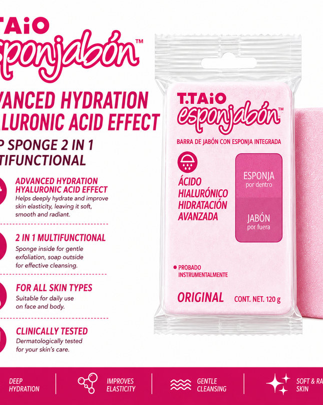 JABÓN ESPONJA ÁCIDO HYALURONICO (HIDRATACIÓN AVANZADA) 💖💦