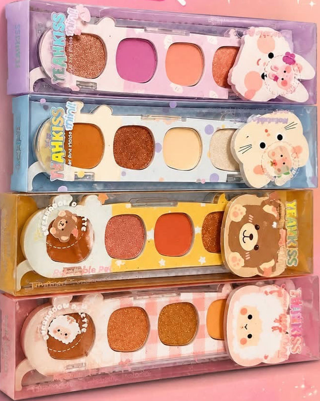 GIRLY’s - PALETAS DE SOMBRAS ANIMALITOS DE GRANJA (ALTA PIGMENTACIÓN) 🐰🐻🐱