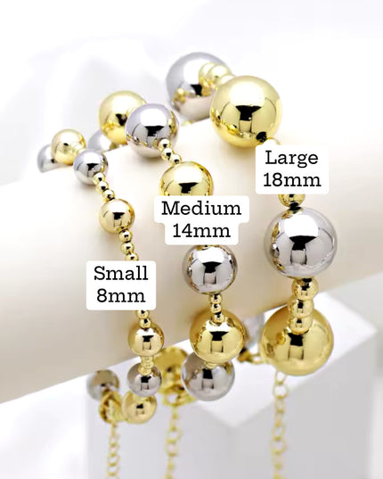 JOYERIA - Pulsera de Esfera Medium 14mm (Doble Tono) 1pc