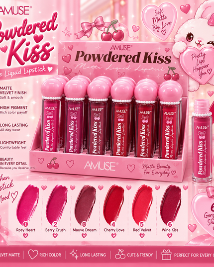 AMUSE | Powdered Kiss Matte Liquid Lipstick (Tapa Pink w/Perlas) 🩷