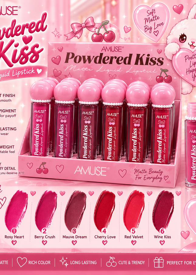 AMUSE | Powdered Kiss Matte Liquid Lipstick (Tapa Pink w/Perlas) 🩷