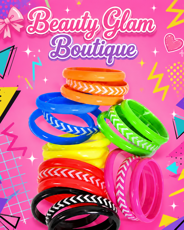 JOYERÍA FASHION - PULSERA DE LOS 80’ COLORIDAS (3pcs)🧡💚♥️🩷🖤💛💙