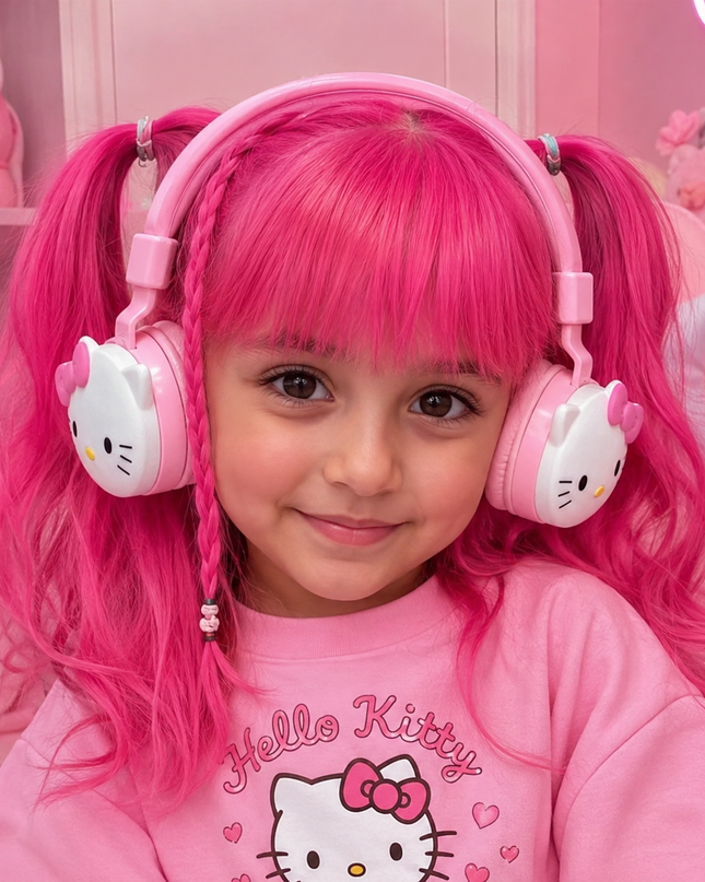 HEADPHONES - H/KITTY WIRELESS, CALLS, BLUETOOTH W/CHARGER 🎧🐱🩷